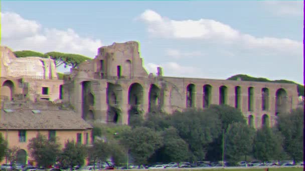 Roma Italya Şubat 2015 Palatine Tepesi Harabeleri Roma Italya Glitch — Stok video