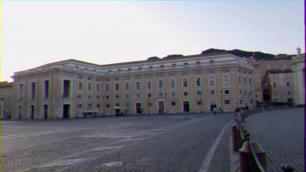 Efecto Fallo Técnico Plaza San Pedro Amanecer Panorama Roma Italia — Vídeo de stock