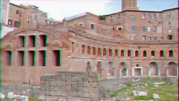Glitch Effect Trajan Market Roma Italy Video Ultrahd — Stock Video