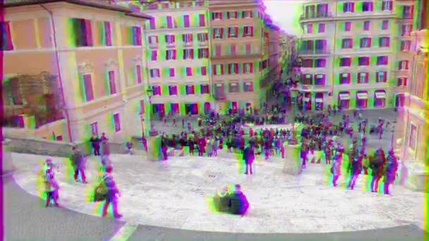 Glitch Hatása Spanyol Területen Rome Olaszország Február 2015 Grand Barokk — Stock videók