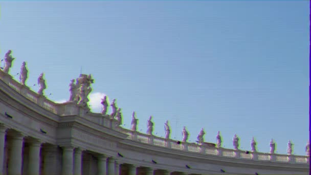 Efekt Glitch Bazyliki Świętego Piotra Vatican City Rzym Włochy Wideo — Wideo stockowe