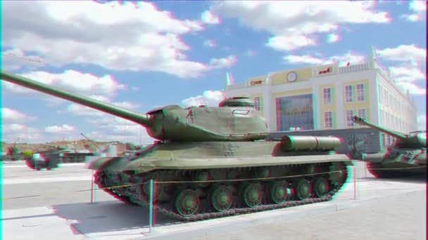 Glitch Effect Pyshma Ekaterinburg Russia August 2015 Museum Military Equipment — Stock Video