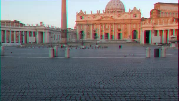 Glitch Effekt Petersplatz Bei Sonnenaufgang Vatican Rom Italien Video Ultrahd — Stockvideo