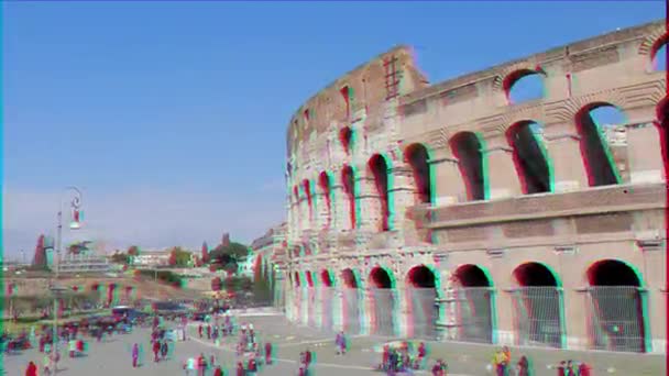 Effetto Glitch Colosseo Panormo Roma Italia Video Ultrahd — Video Stock
