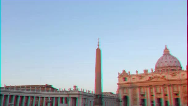 Efeito Falha Basílica São Pedro Nascer Sol Roma Itália Vídeo — Vídeo de Stock