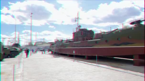 Effetto Glitch Imbarcazioni Blindate Modello Mbk Project 161 Pyshma Ekaterinburg — Video Stock