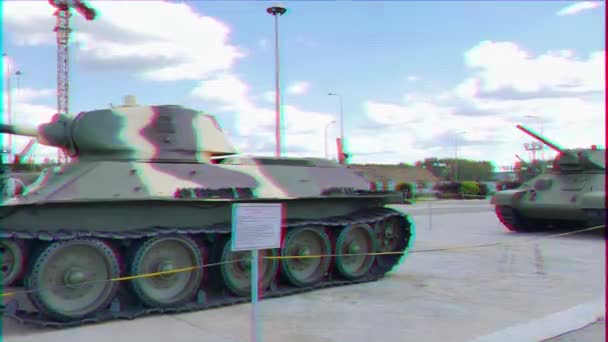 Glitch Effect Gemiddelde Tank Mod 1940 Pysjma Ekaterinburg Rusland Augustus — Stockvideo