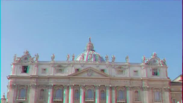 Glitch Effect Peter Basilica Zoom Vatican City Rome Italy Video — Stock Video