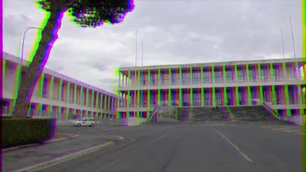 Glitch Effect Archivio Centrale Dello Stato Biblioteca Eur District Rome — Stock Video