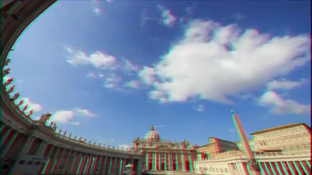 Efeito Falha Piazza San Pietro Vaticano Roma Itália Timelapse Vídeo — Vídeo de Stock