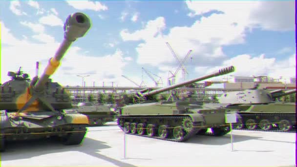 Glitch Effect Self Propelled Artillery Pyshma Ekaterinburg Russia August 2015 — Stock Video