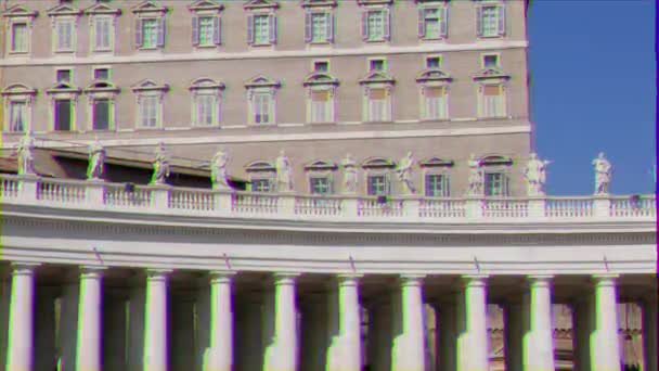 Glitch Effect Colonnade Square Vatican City Rome Italy Video Ultrahd — Stock Video