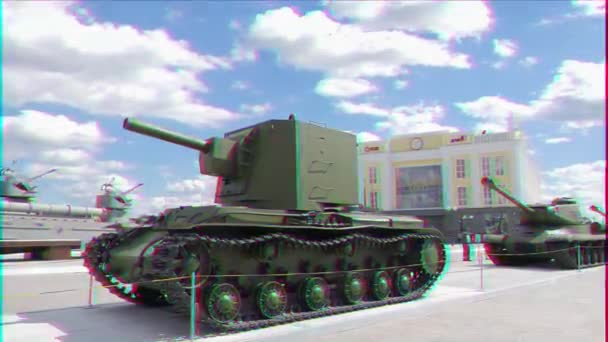 Glitch Effect Heavy Tank Mod 1940 Pyshma Ekaterinburg Russia August — Stock Video