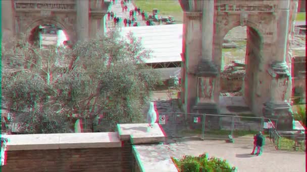 Effetto Glitch Foro Romano Settimio Severo Arch Roma Italia Video — Video Stock