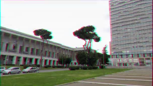 Glitch Effekt Haus Auf Der Piazza Guglielmo Marconi Das Ist — Stockvideo