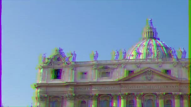 グリッチ効果 サンピエトロ大聖堂 バチカン市 ローマ イタリア ビデオ Ultrahd — ストック動画
