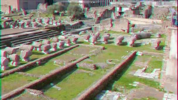 Effetto Glitch Foro Romano Roma Italia Video Ultrahd — Video Stock