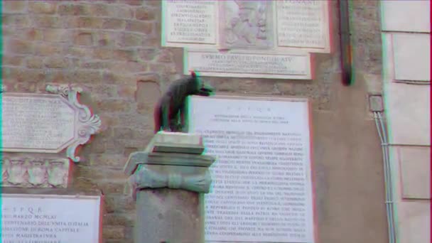 Glitch Effect Lupa Capitolina Capitol Hill Rome Italy Video Ultrahd — Stock Video