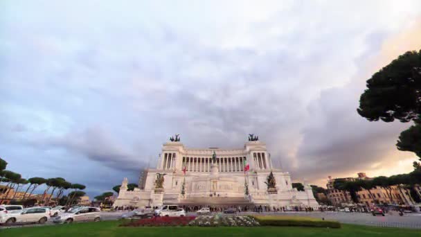 Škubnutí Památník Vittorio Emanuele Čas Zániku Řím Itálie Video Ultrahd — Stock video