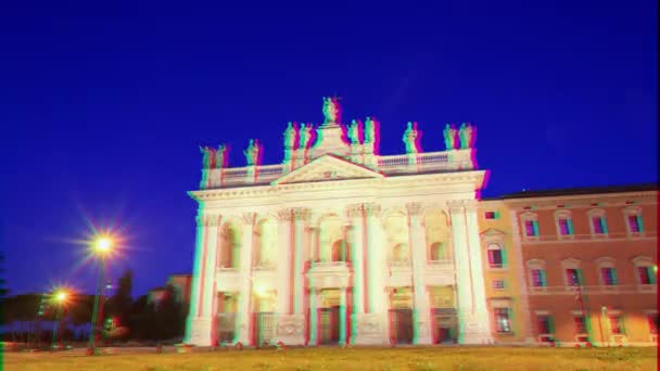 Efeito Falha Basílica San Giovanni Laterano Dawn Time Lapse Roma — Vídeo de Stock