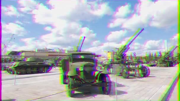 Glitch Effect Automatic Aircraft Gun 1940 Basis Gaz Pyshma Ekaterinburg — Stock Video