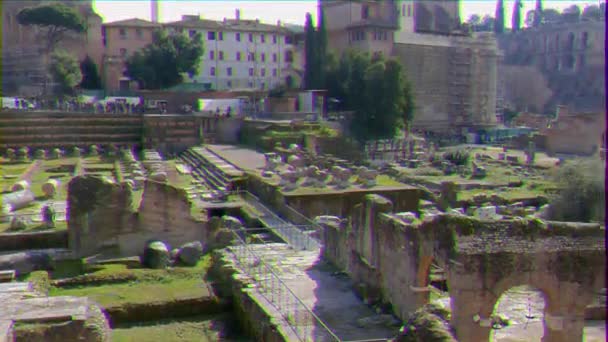 Efecto Fallo Técnico Foro Romano Panoramo Roma Italia Vídeo Ultrahd — Vídeo de stock