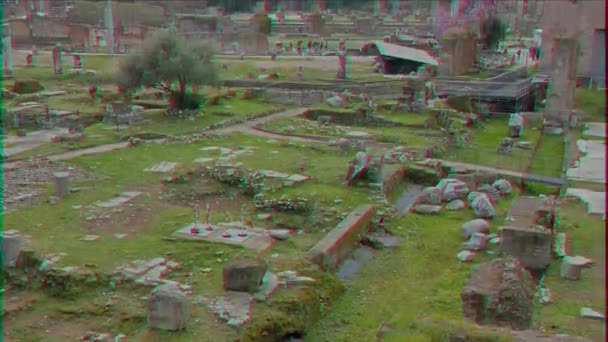 Glitch Effekt Forum Romanum Moln Roma Italien Video Ultrahd — Stockvideo