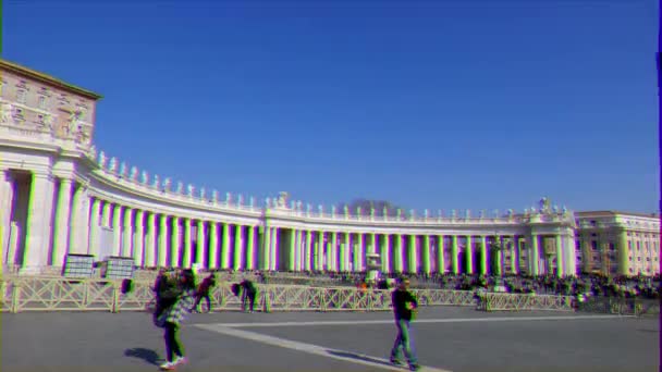 グリッチ効果 バチカンの広場にいる人々 ローマ イタリア 月19日 2015 広場は 教皇の年次演説のために用意されています ビデオ Ultrahd — ストック動画