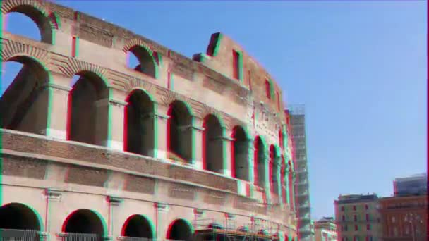 Glitch Effekt Kolosseum Oben Rom Italien Video Ultrahd — Stockvideo