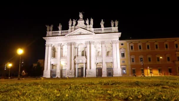 Glitch Effect Basiliek San Giovanni Laterano Nigth Rome Italië Video — Stockvideo