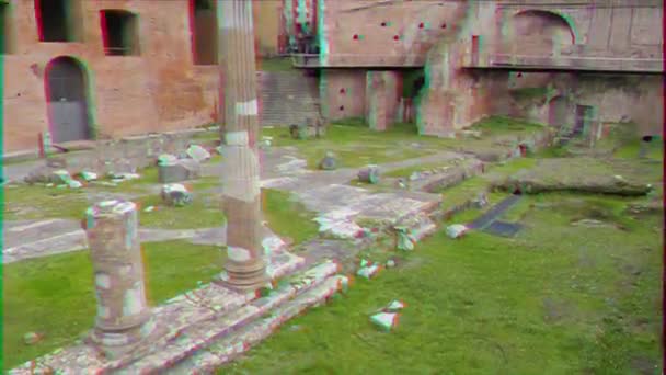 Effetto Glitch Casa Dei Cavalieri Rodi Roma Italia Video Ultrahd — Video Stock