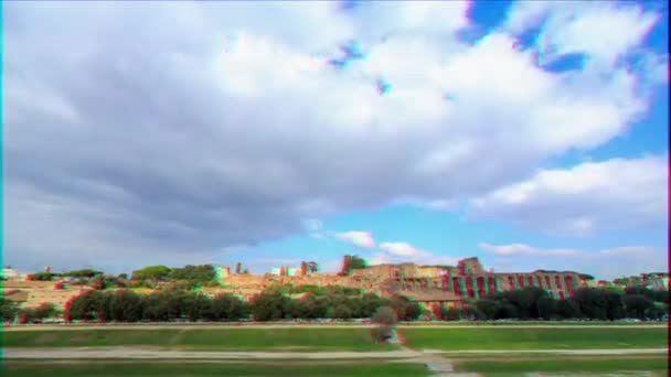 Glitch Effect Ruins Palatine Hill Palace Rome Italy Timelapse Video — Stock Video