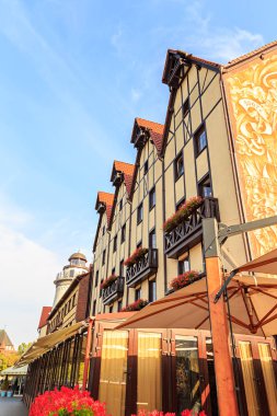 Rusya, Kaliningrad - 20 Eylül 2018: Set balık köyün Kaliningrad şehir merkezi parçası