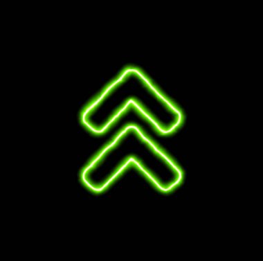 Yeşil neon sembolü açı iki büklüm 