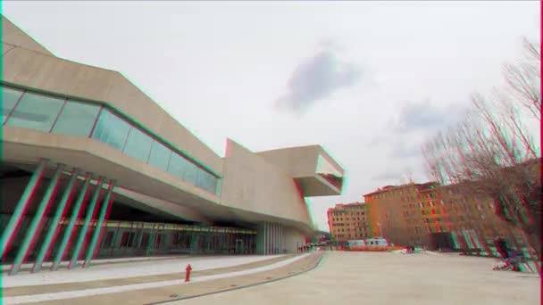 Efeito de falha. Praça em frente ao MAXXI. Roma. Itália. Time Lapse. 4K — Vídeo de Stock