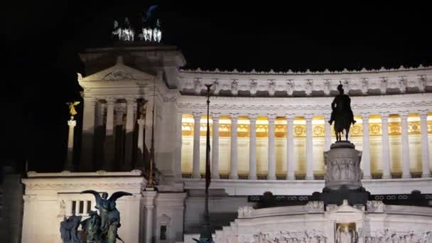 Efeito de falha. Vittoriano. Panorama. Boa noite. Roma, Itália — Vídeo de Stock