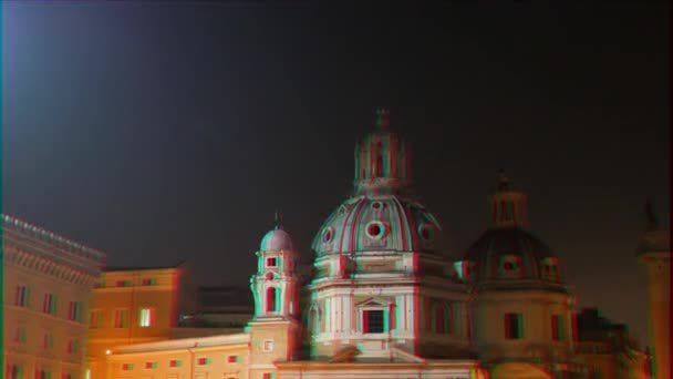 Effet scintillant. Santa Maria di Loreto. Nuit, Rome, Italie — Video