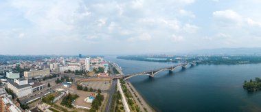 Russia, Krasnoyarsk - July 23, 2018: General Aerial View of the  clipart