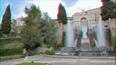 Aksaklık etkisi. Çeşme organı. Villa d 'Este. Tivoli, Italya-24 Şubat 2015: Xvi yüzyılın en ünlü Italyan villalardan biri. Çeşmeleriyle ünlüdür. Video. UltraHD (4k)