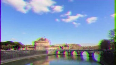 Aksaklık etkisi. Sant Angelo Kalesi. Roma, Italya. Zaman atlamalı. Video. UltraHD (4k)
