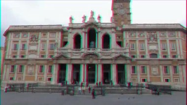 Aksaklık etkisi. St. Mary Major Bazilikası. Roma, Italya-21 Şubat 2015: Roma 'nın en ünlü kiliselerinden biri ve şehirdeki dördüncü büyük. Video