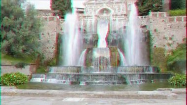 Aksaklık etkisi. Çeşme organı. Villa d 'Este. Tivoli, Italya-24 Şubat 2015: Xvi yüzyılın en ünlü Italyan villalardan biri. Çeşmeleriyle ünlüdür. Video. UltraHD (4k)