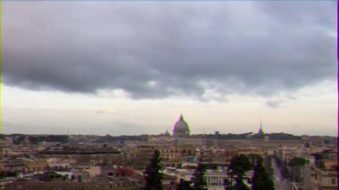 Aksaklık etkisi. Roma 'da şafak vakti. Piazza del Popolo. Timelapse. İtalya. Video