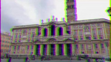 Aksaklık etkisi. St. Mary Major Bazilikası. Roma, Italya-21 Şubat 2015: Roma 'nın en ünlü kiliselerinden biri ve şehirdeki dördüncü büyük. Video. UltraHD (4k)