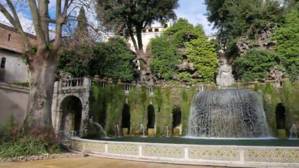 グリッチ効果 上部に図のある噴水 ヴィラ デステチボリ イタリア 月24 2015 世紀の最も有名なイタリアのヴィラの一つ 噴水で有名 ビデオ — ストック動画