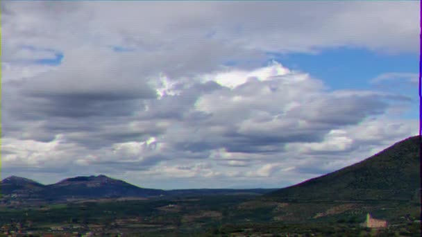 Efecto Fallo Técnico Panorama Tivoli Nubes Italia Vídeo Ultrahd — Vídeos de Stock