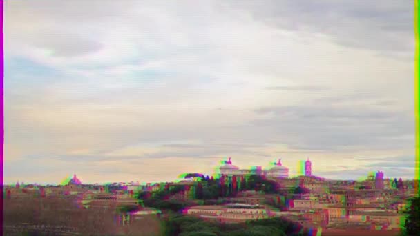 Effetto Glitch Veduta Roma Vittorio Emanuele Italia Time Lapse Video — Video Stock