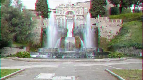 Glitch Effect Fountain Organ Villa Este Tivoli Italy February 2015 — Stock Video