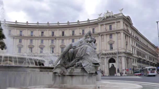 Effetto Glitch Piazza Della Repubblica Fontana Roma Febbraio 2015 Zona — Video Stock