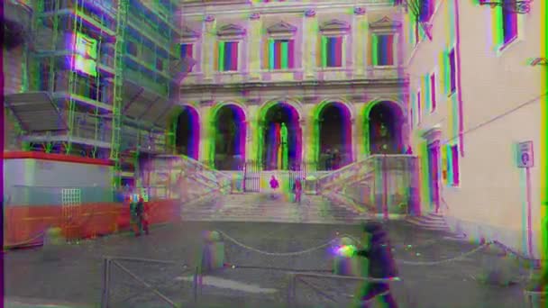 Glitch Effekt Heiliger Eusebio Rom Italien Februar 2015 Katholische Kirche — Stockvideo